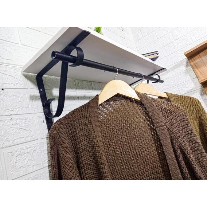 rak baju dinding gantungan nimalis serbaguna susun 60x30cm dan 80x30cm nimalis JEMURAN LAUNDRY Besi 