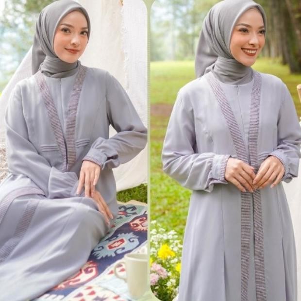 Best Sales Gamis Nibras Ns 083 Warna Abu Muda Light Grey Dress Busui Branded Adem Terbaik