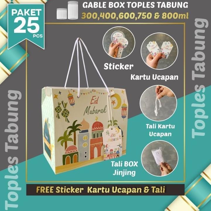 

Original Box Hampers Box 25 Pcs Box Lebaran Toples Tabung - White Pink Muat 2 Toples Jar 500-800Ml/ Uk 19X17X10 Cm /Hampers Kue Lebaran Promo
