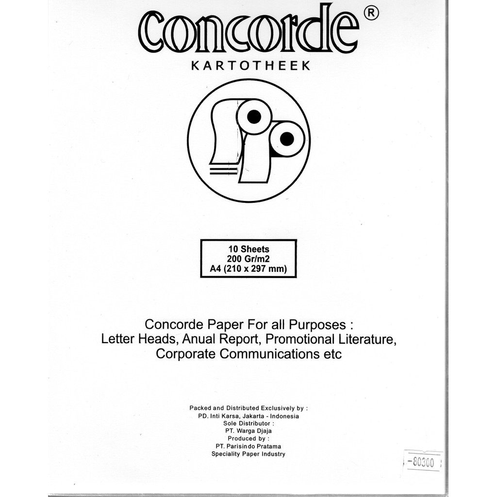 

Gramedia Pettarani - Concorde Kartotheek - Kertas Copy A4 200 Gram Warna Putih / White