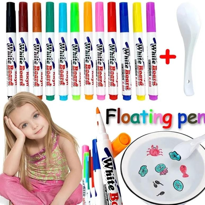 

8/12 Colors Magical Water Floating Student Painting Brush Whiteboard Markers Pen Suspension Kids Educational Painting Pen Toys