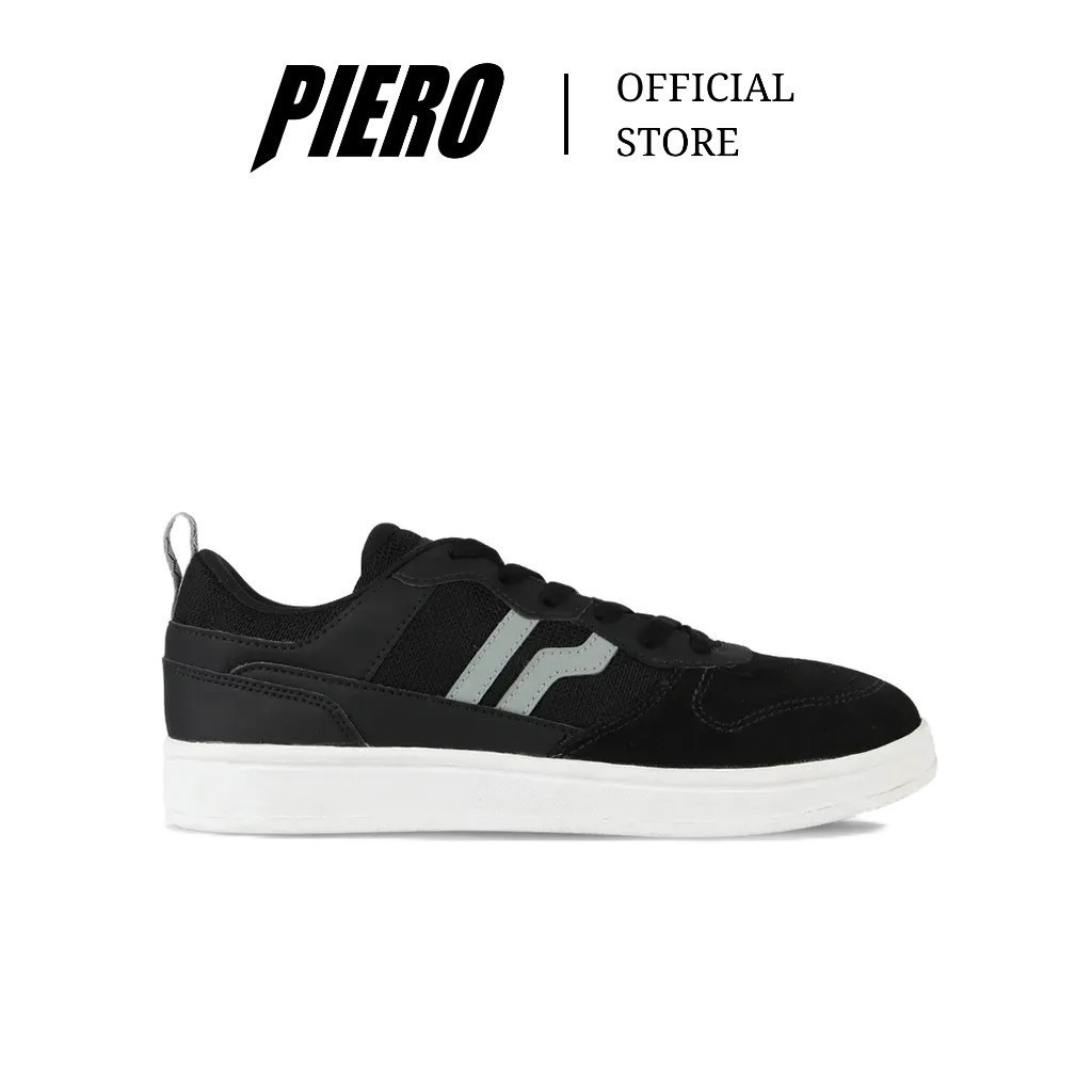 PIERO SEPATU SNEKERS PRIA JORGE BLACK WHITE P10704