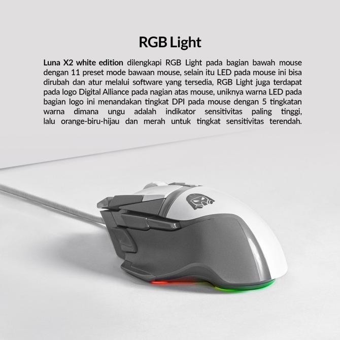 CO DIGITAL ALLIANCE Luna X2 RGB Pixart 3327 Huano Mouse Gaming Ergonomic