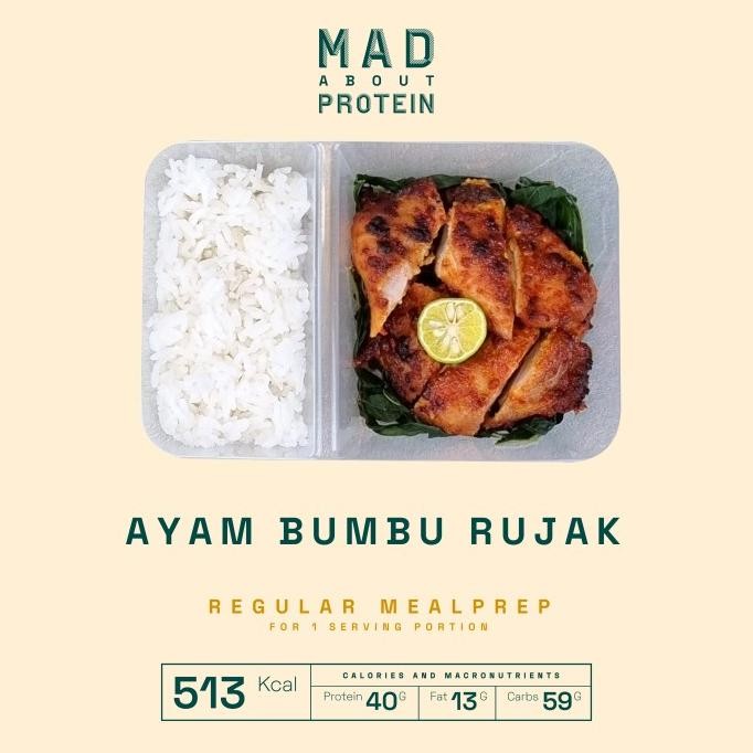 

READY [REG] AYAM BUMBU RUJAK - MAD ABOUT PROTEIN FROZEN MEALPREP