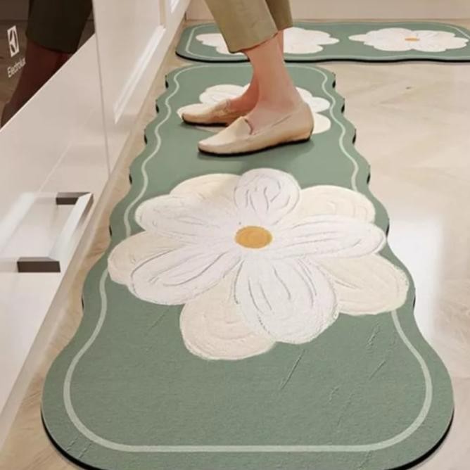 Keset Dapur Motif Bunga Set Kitchen Mat Panjang Anti Slip Penyerap Air