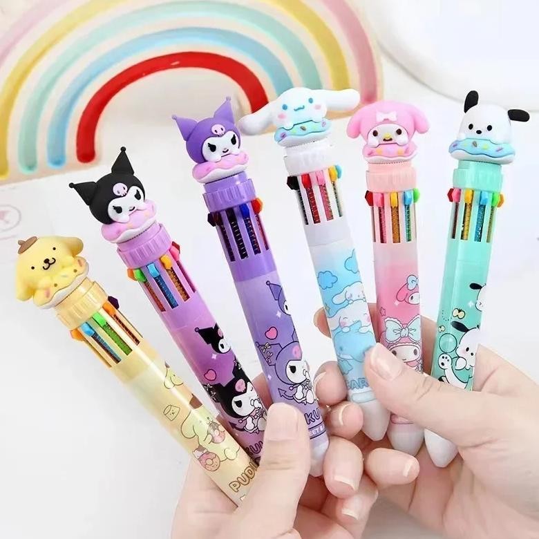 

1/6pcs Sanrio Cartoon Ballpoint Pen Kuromi Hello Kitty Cinnamoroll 10 Color 0.7 School Student Stationery Draw Wrirte Mark Pen