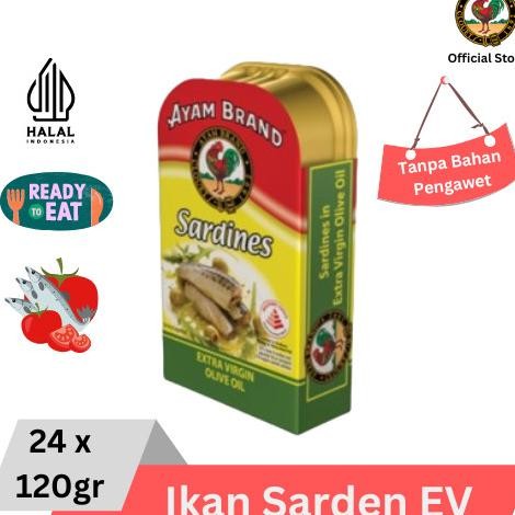 

READY PAKET 24 PCS IKAN SARDEN KALENG EV OLIVE OIL AYAM BRAND 120GR