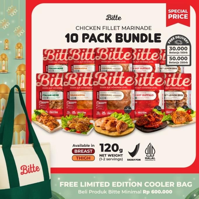

READY 10 PACK BUNDLE CHICKEN FILLET MARINADE / AYAM MARINASI 120G - BITTE