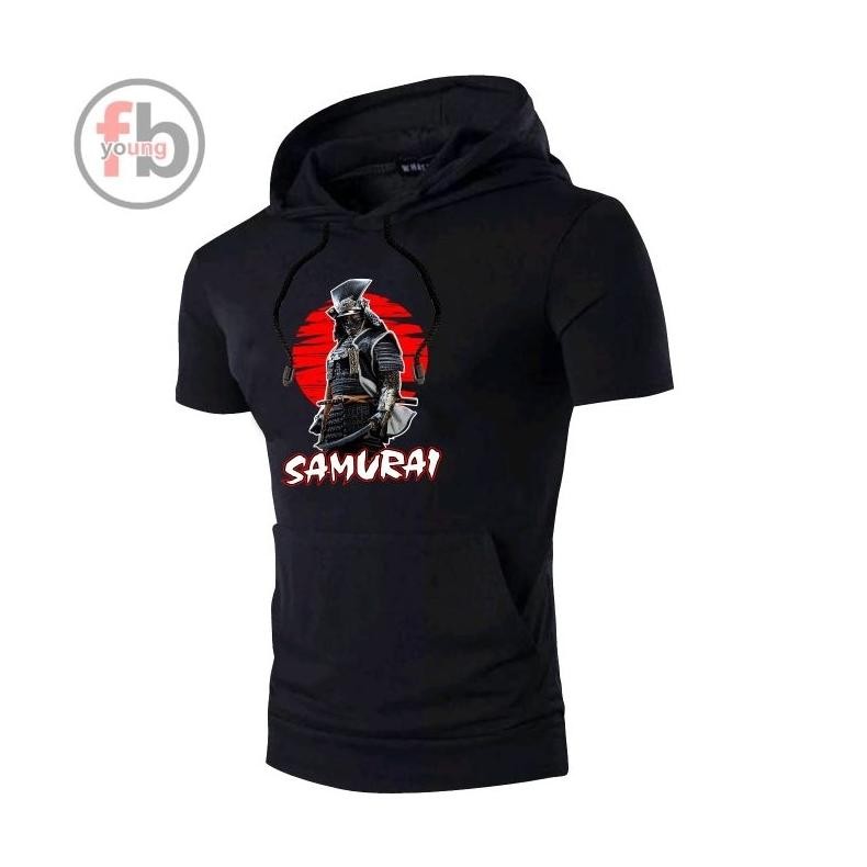 Sweater Hoodie Kaos Kupluk Bushido Samurai Lengan Pendek