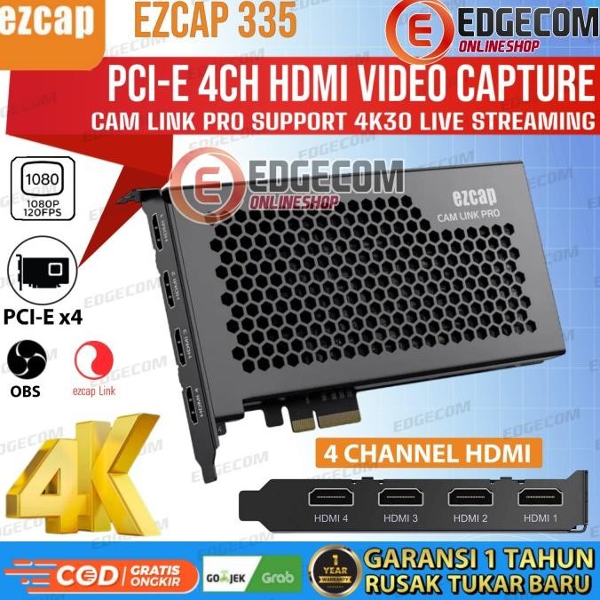 CO EZCAP 335 PCI E CAM LINK PRO HDMI VIDEO STREAMING 4 CHANNEL HDMI 4K