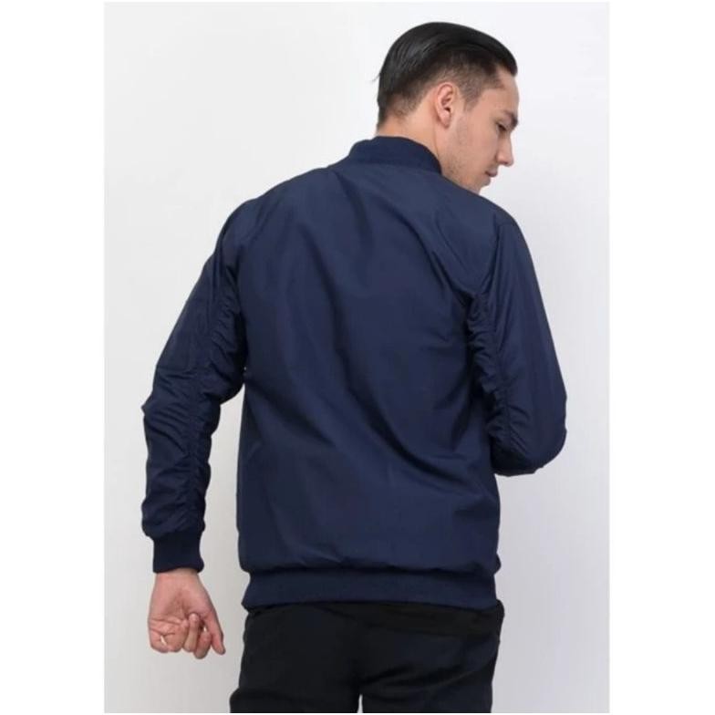 Jaket Bomber Parasut Taslan Warna HitamJaket Bomber Polos Pria Dan Wanita M -Xxl