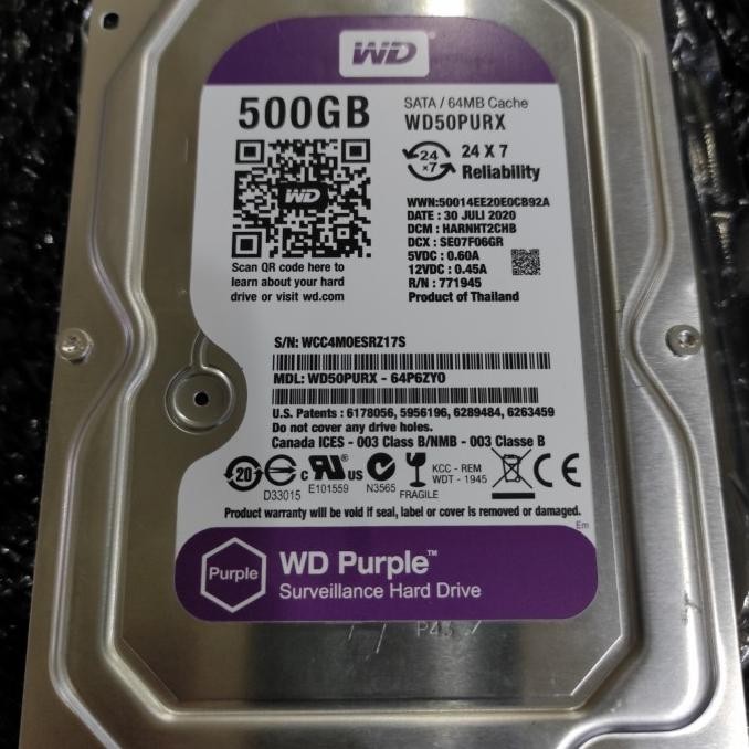 CO Hard Disk 500 GB WD Purple Hard Disk CCTV