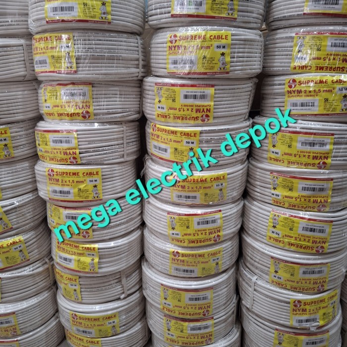 kabel listrik supreme 2x1.5 nym kawat 1 ROLL 50MTR SNI