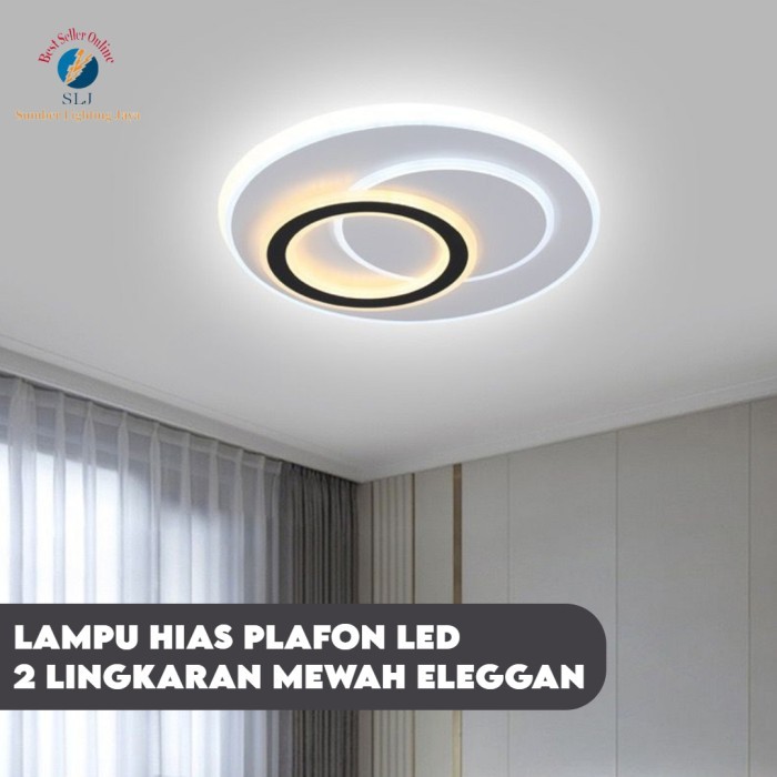 LAMPU HIAS PLAFON LED 2 LINGKARAN MEWAH ELEGAN / LAMPU HIAS DEKORASI