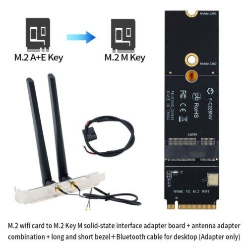 Adapter M.2 NGFF E key WiFi to M key ssd nvme bluetooth