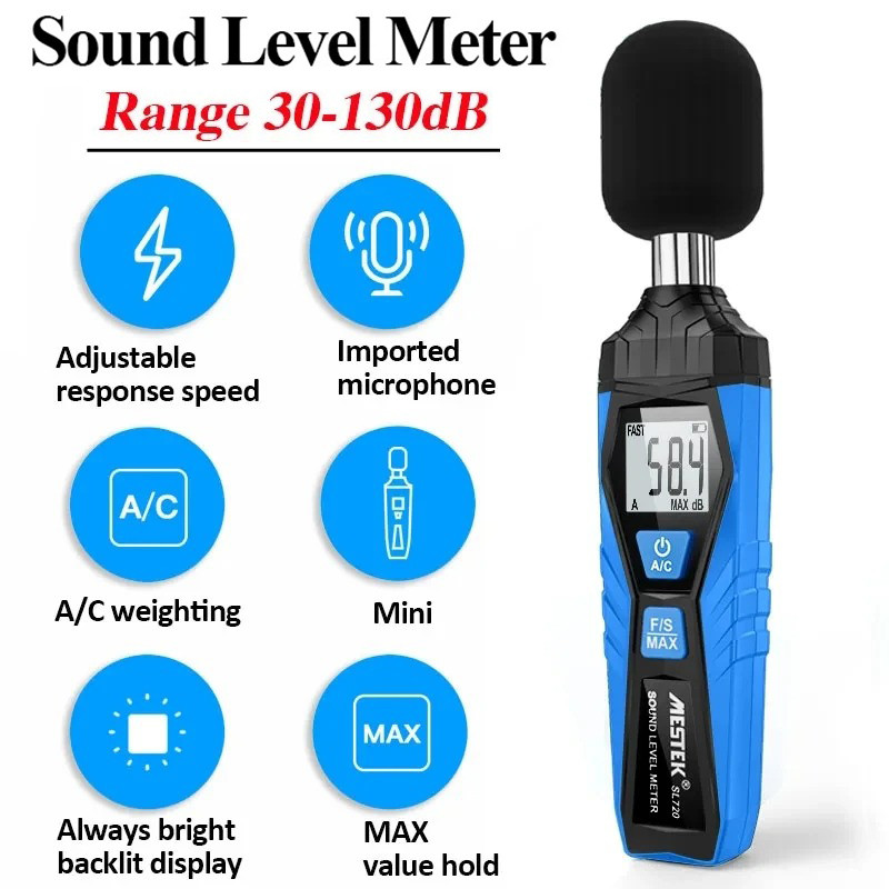 KESP Noise Decibel Meter 30-130Decibel Monitoring Portable Sound Pressure Meter Decibel Meter Tester