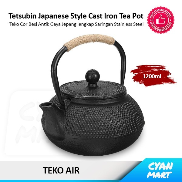 Tetsubin Japanese Signature Cast Iron Teapot Kettle Teko Gaya Jepang