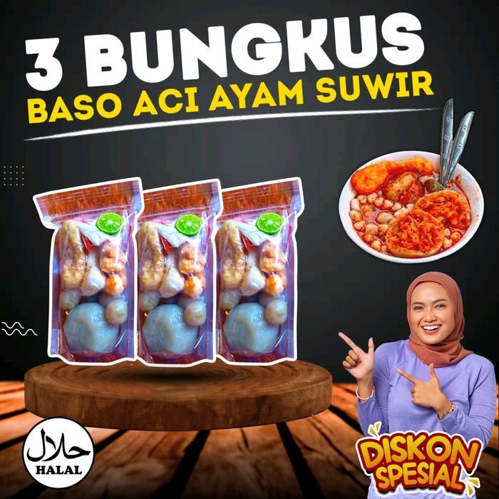

BERKUALITAS 3 Bungkus Baso Aci Ayam Suwir Paket Hemat & Ekonomis - Food Makanan Instan Pedas