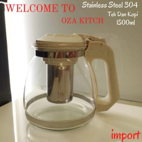 Teko Putih Mini / Teko Kaca / Teko Teh/Kopi /1500ml