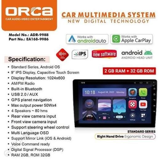 Terjangkau Orca Adr-9988 Tv Double Din Mobil Head Unit Android 9 Inch