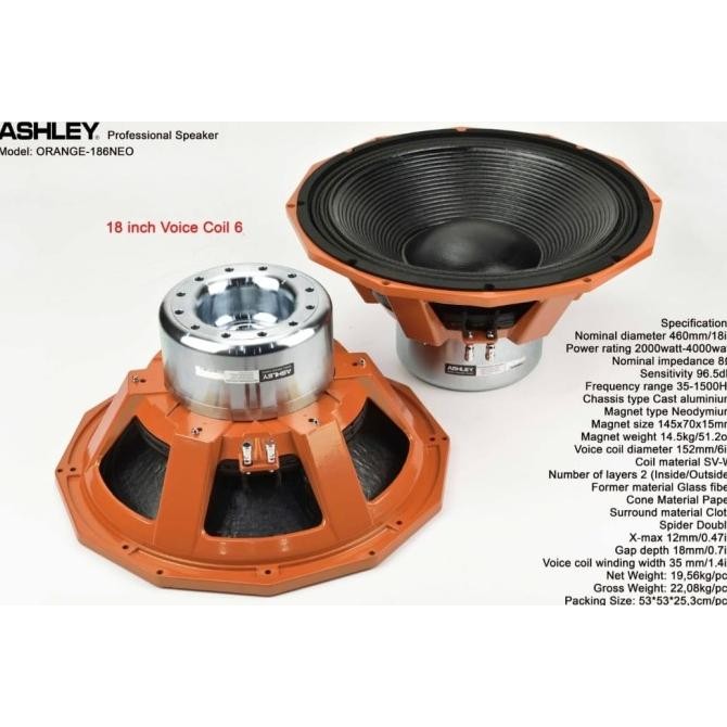Speaker Komponen Ashley Orange186Neo / Orange 186 Neo / Orange 186Neo New Stok
