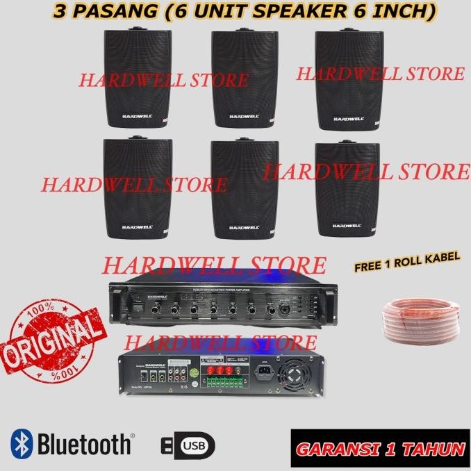 Paket Sound System Hardwell Original 6 Speaker Untuk Masjid, Cafe, Dll New Stok