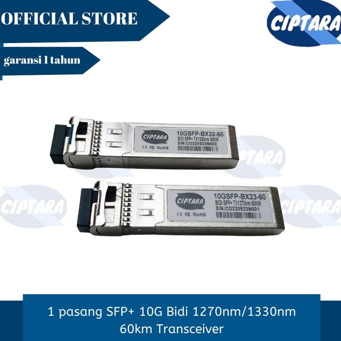 CO 1 pasang SFP+ 10G Bidi 1270nm/1330nm 60km Transceiver