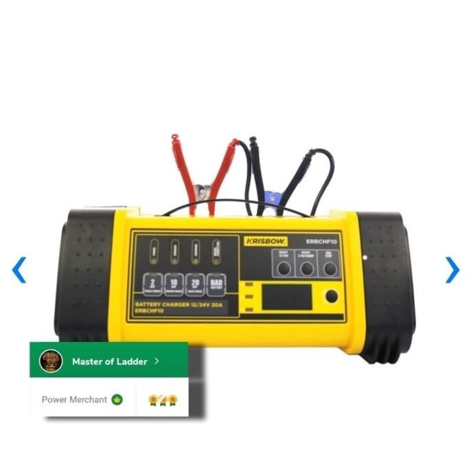 Krisbow Charger Baterai 12/24 Volt 10/20 Ampere Cas Aki Motor Mobil Original dan Terpercaya