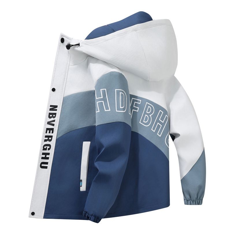 New Casual Jacket Men's Color Block Hooded Jacket Stylish Trendy Top Men