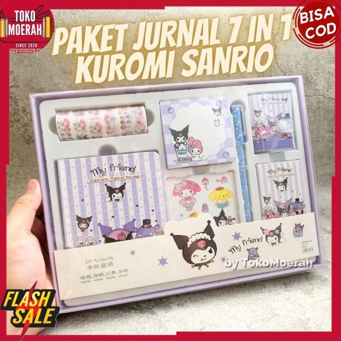 

diskon! paket jurnal 7 in 1 kuromi sanrio alat tulis jurnal kuromi lucu unik