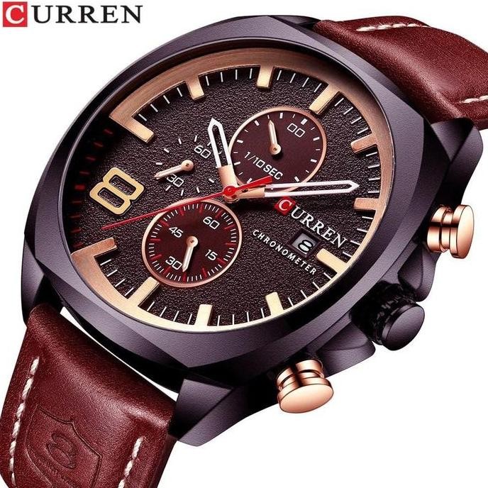 GARANSI Jam Tangan Pria Analog Tali Kulit Chronograph CURREN 8324