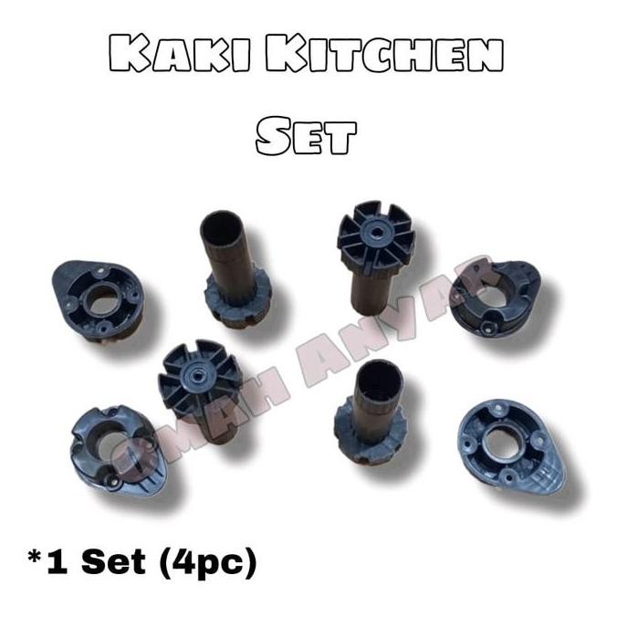 ___] Kaki Meja Lemari Kitchen 10cm Set Dapur Stabil Adjuster Plastik Hitam Twin