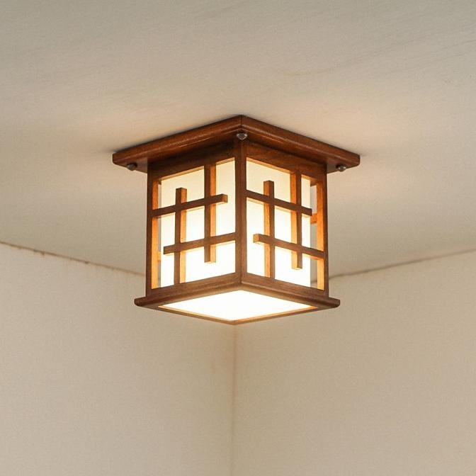 TERMURAH - kap Lampu Hias Plafon Model Jepang Material kayu