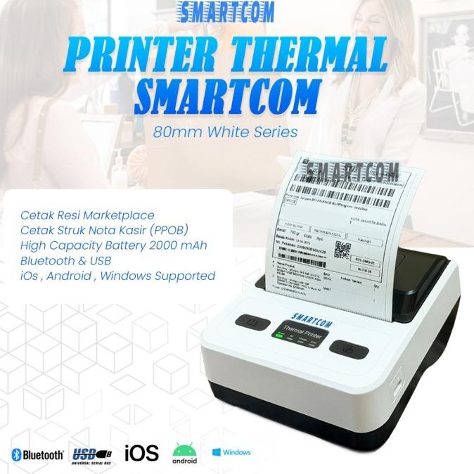 Printer Thermal Bluetooth 80mm dengan Baterai Bluetooth USB