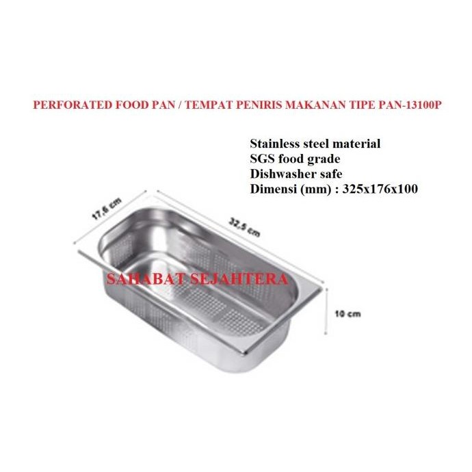 CO Perforated Food Pan / Tempat Peniris Makanan TIPE PAN-13100P