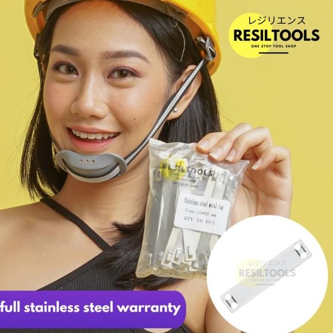 

100 Pcs Tag Name Cable Ties Stainless 10 X 89 Mm Marker Plate Nama