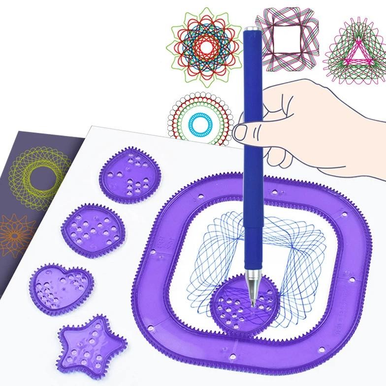 

Kids Kaleidoscope Science Magic Ruler Toys Set Creative Art Drawing Stencil Early Learning Drawing Ruler Fun Learning Stationery