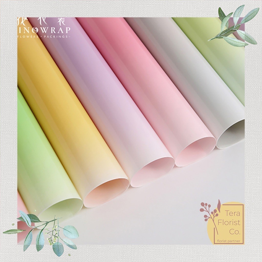 

20 Lembar Cellophane Candy Gradient Glossy Sinowrap Ori Kertas Buket Bunga Korean Waterproof Flower Wrapping Paper Calor Kado