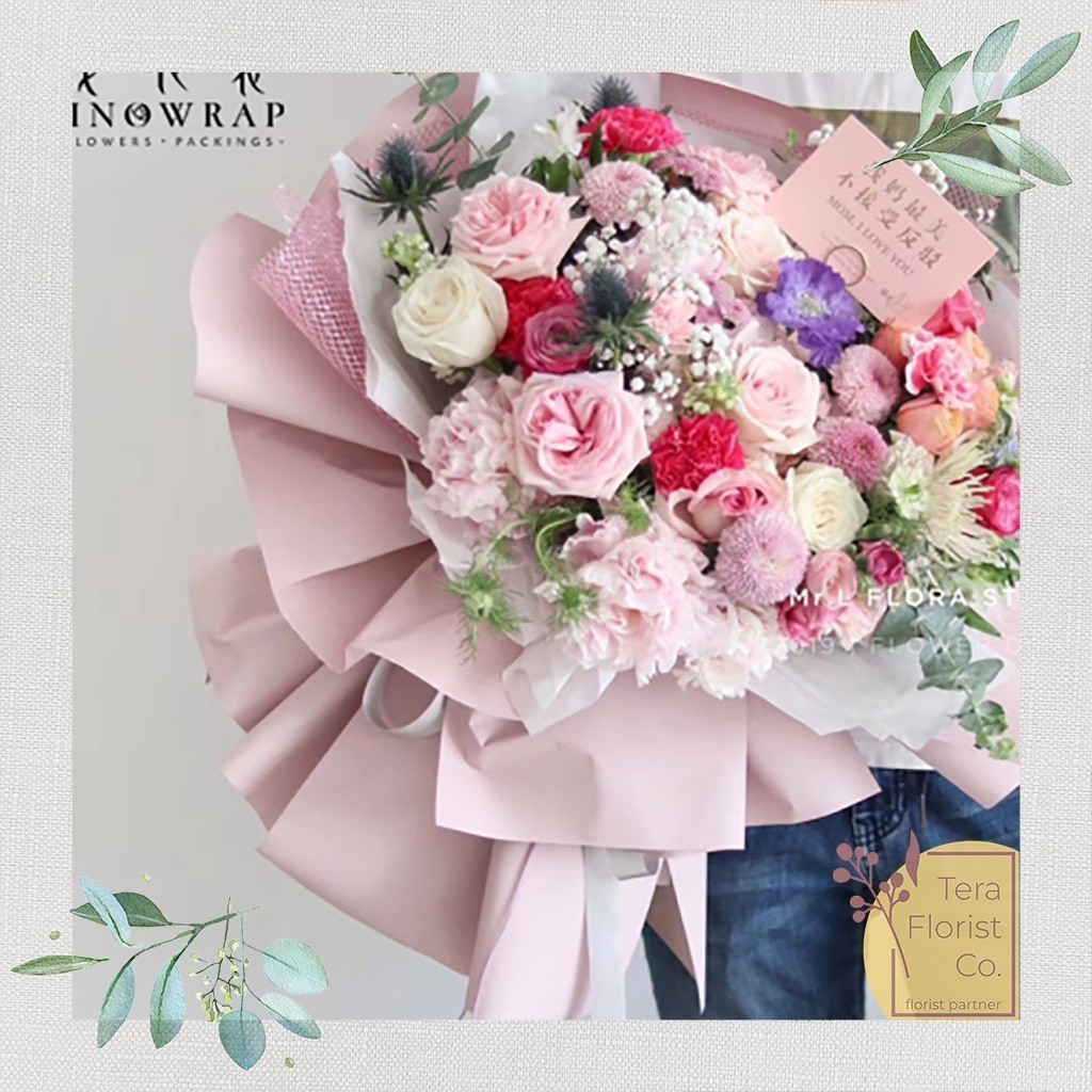 

RB 20 Lembar Cellophane Solid Matte Tebal Sinowrap Ori Kertas Buket Bunga Korean Tebal Waterproof