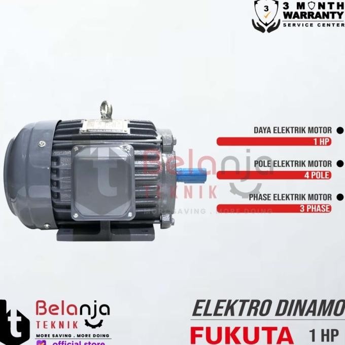 Sale Fukuta Mesin Penggerak Dinamo 1 Hp 3 Phase 4 Pole Elektro Motor 1Hp