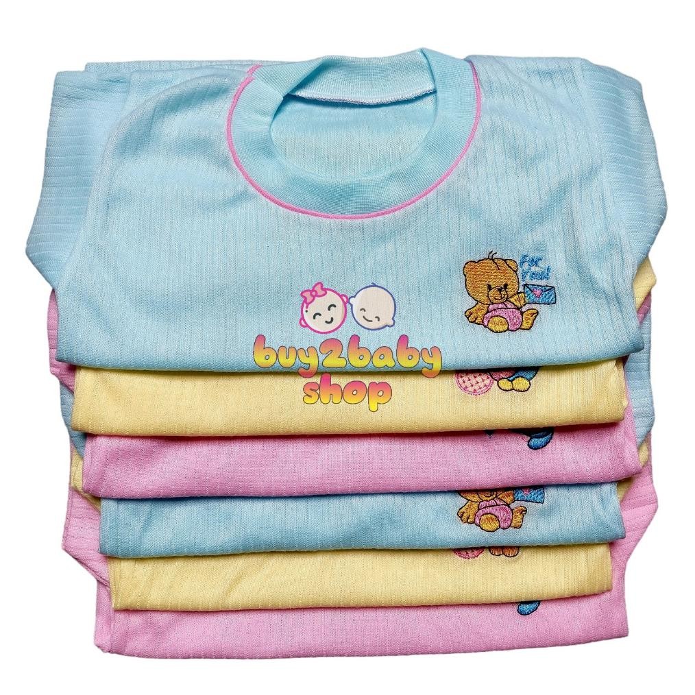 Paling Laku 6 Pcs Kaos Oblong Bayi Lusinan Murah Conoco 3 Warna & Putih Polos Logo Bordir Bayi Usia 