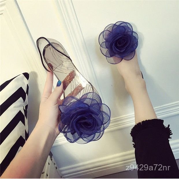Sepatu Pantai Wanita Jelly Transparan Plastik Baru Sandal Kristal