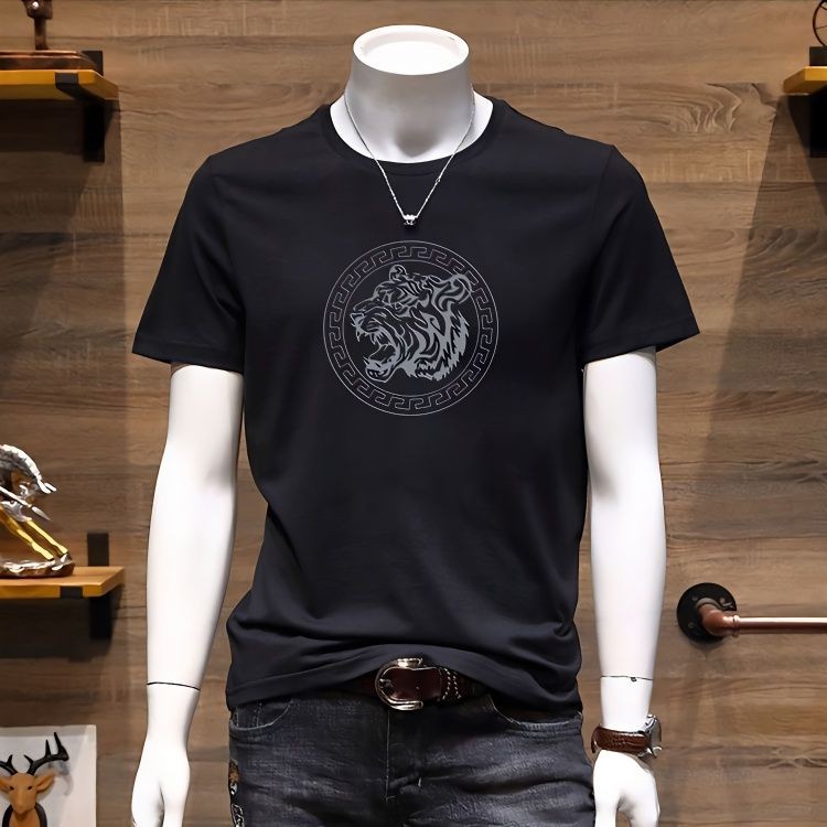 Korean Style Trendy Printed Tiger Head T Men's T-shirt