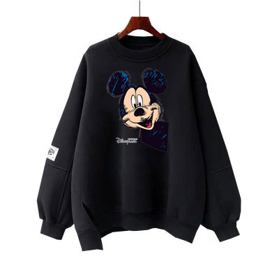 Sweater Tipis Leher Bulat Cetak untuk Wanita