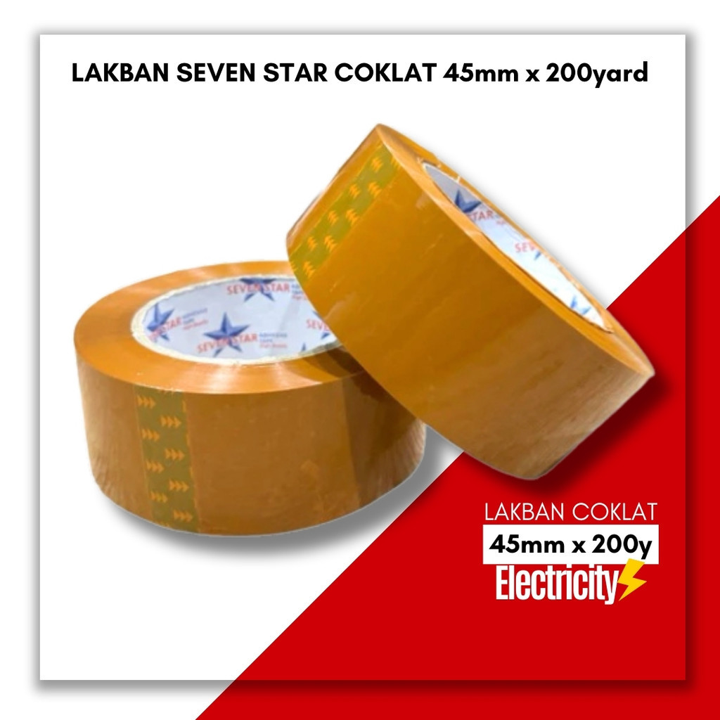 

Lakban Seven Star Coklat Electricity 45mm x 200yard