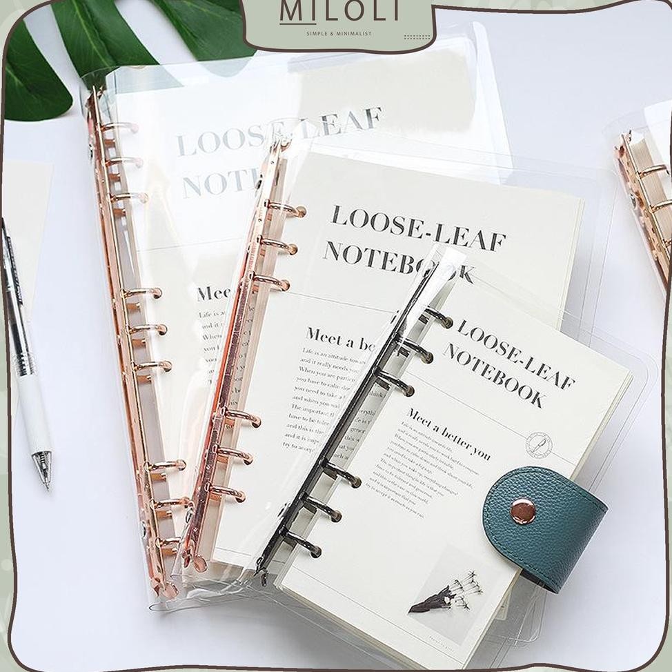 

Loli Elegant Binder A5 Binder A6 Tranparan Binder With Clip Note Boo Looe Leaf Roe Gold Binder E0036