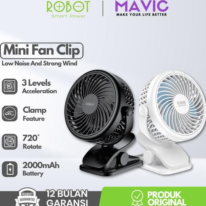 MINI FAN PORTABLE ROBOT RT-BF10 KIPAS ANGIN MINI 720 ROTATING CLIP
