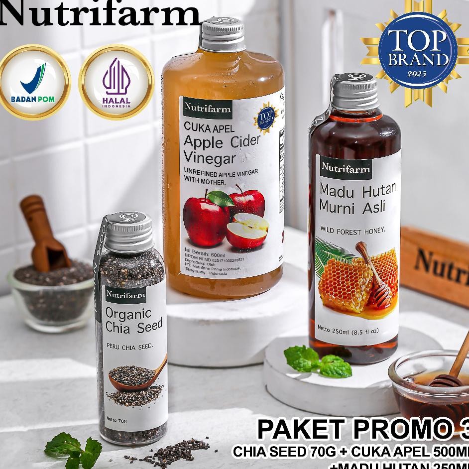 

Paet 3 Nutrifarm 3 In 1 Cua Apel Ml Madu Hutan 250 Ml Chia Eed 70G