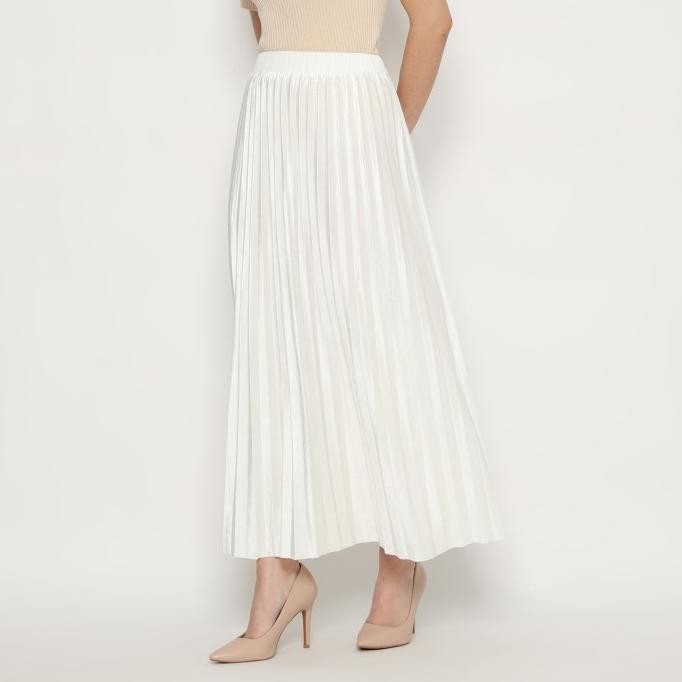 BEST SELLER EIZA BY DUAPOLA ROK PANJANG PLISKET VELVET BLUDRU 68188 - PUTIH