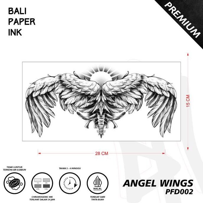 Tato Angl Wings PFD002 Premium Temporary Stiker Tato Bali Paper Ink Tatto irf